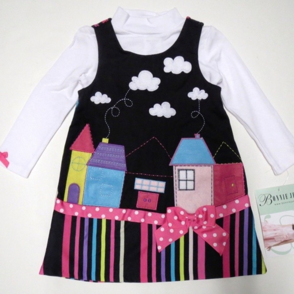 Bonnie Jean Corduroy A-line Dress Set Long Sleeve Top Jumper Size 2T Novelty